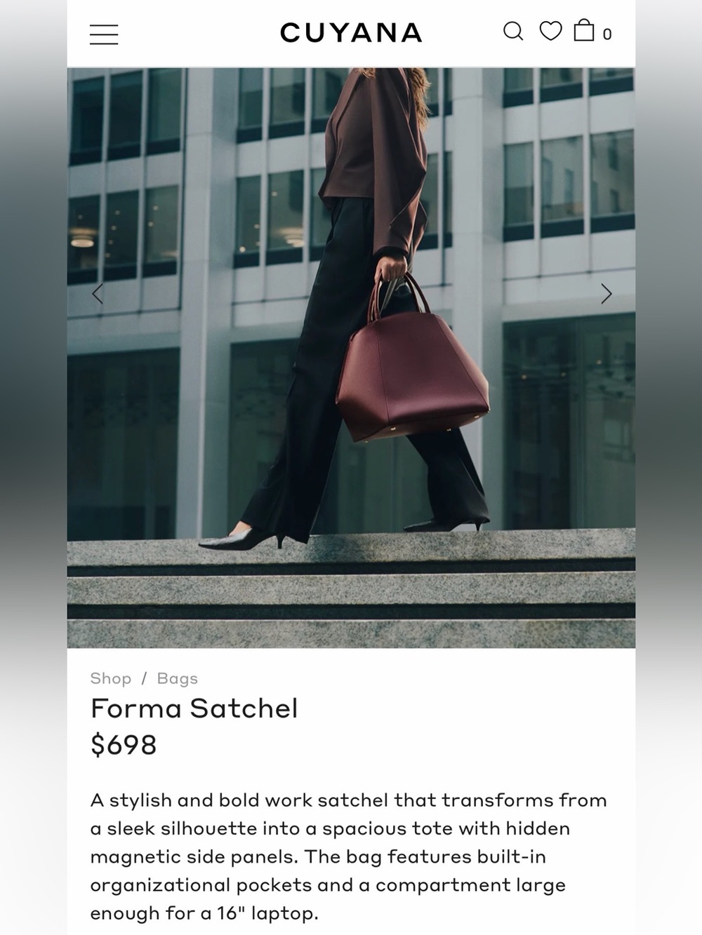 Cuyana Forma Satchel in Cherry - Picture 8 of 16